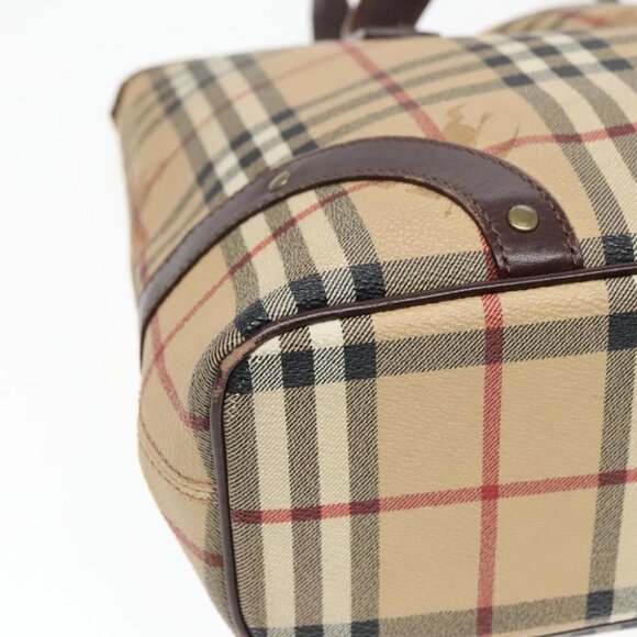 BURBERRY Nova Check Hand Bag PVC Beige Auth 93196 - Picture 10 of 14